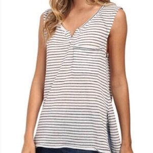 We the free white & black striped tank top